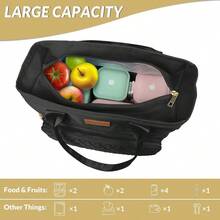 Large Lunch Bags For Work Insulated Insulated Adult Lunch Box For Women Durable Nylon Thermal Cute Lunch Bag For Women Leakproof Cooler Tote Bag With Storage Pocket Black