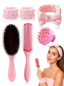 4/6pcs/Set Hair Care Tool Kit, Including Hair Brush, Comb, Scalp Massage Brush, Headband, Wristband For Women - Multicolor - View 1