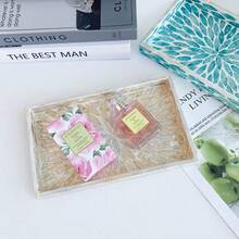 Bandeja hecha a mano con incrustaciones de conchas, bandeja de almacenamiento para aperitivos y frutos secos, bandeja de almacenamiento para utensilios de cocina, bandeja decorativa de moda para el hogar - Multicolor - Ver 2