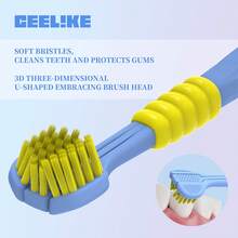 CEELIKE U-Shaped 3-Sided Toothbrush, Efficient Brushing, Complete Cleaning In One Step, Time And Effort Saving. - Blue - View 6