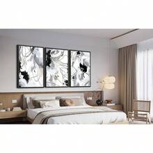 Large Framed Wall Art Canvas - Natural Framed Art Canvas Pictures For Living Room Modern Canvas Prints For Bedroom Black Float Framed Artwork For Home Office Kitchen Decor 16" X 24" X 3pcshalloween - màu đen - Xem 4