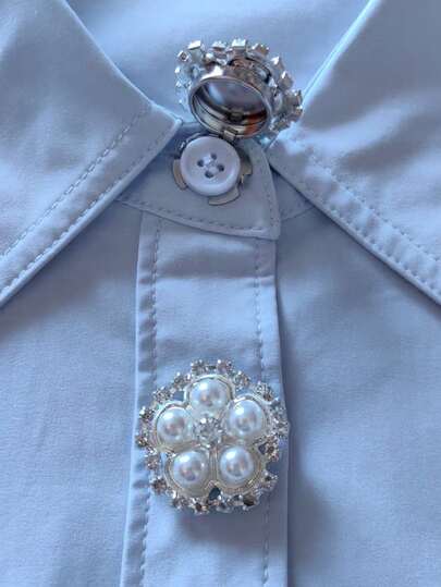 2 Stücke/Set elegante Diamant-Perlen-Blumen-Knopfabdeckungen, Hemd-Knopfabdeckungen, Clip-On-Knopfabdeckungen, Mode-Kristall-Manschettenknöpfe, geeignet für Smoking und Hochzeitskleider Dekoration