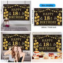 18th Birthday Decorations Men - Black Gold 18th Birthday Backdrop 5.9 X 3.6 Fts Happy 18th Birthday Decorations Photography Supplies Background Birthday Party Decorations - Telón de Fondo Para 18 Cumpleaños, Color Negro Y Dorado - Ver 1