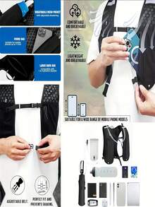 Chaleco deportivo ligero para mujer con almacenamiento multifuncional, bolsa de pecho para botella de agua y teléfono durante la carrera - Equipo de exterior mochila portátil, disponible en 4 colores