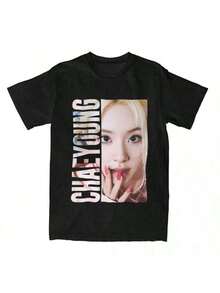 COOL SUMMER KPOP CHAEYOUNG Twice Rapper Merch T-Shirt For Men Men Novelty 100 Cotton Summer Tops - Black - View 1