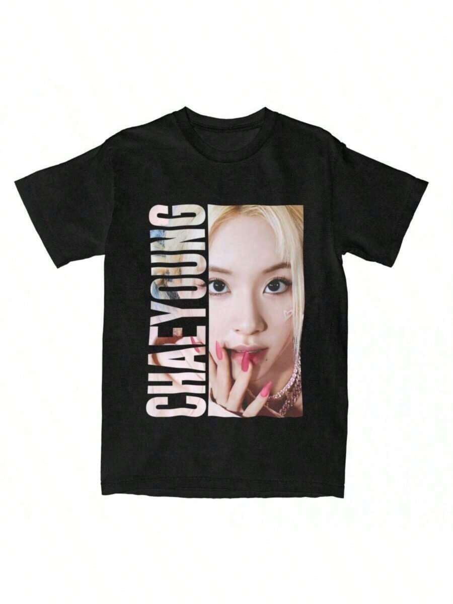 COOL SUMMER KPOP CHAEYOUNG Twice Rapper Merch T-Shirt For Men Men Novelty 100 Cotton Summer Tops - Black - View 1