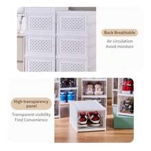 3Tier Foldable Shoe Storage Box Clear Door Plastic Organizer For Closet NoAssembly Shoe Rack Foldable Shoe Cabinet With Clear Door.
