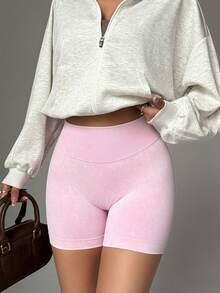 高腰塑身短裤、隐形提拉紧身短裤、骑行短裤（曲线版）、女士平角内裤、束腰带、加大码曲线版、黑色短裤、紧身短裤、女士健身短裤、女士平角内裤、哑光短裤、粉色短裤 - 淺粉色 - 查看 3