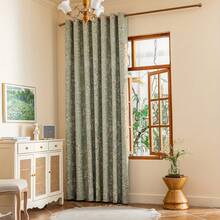 1pc Farmhouse Style Ditsy Floral Blackout Curtain, Matcha Green, Fade-Resistant, Lightweight Fabric, Easy Installation, 100% Blackout Coating, Privacy Protection, All Season Use, Grommet Top, Machine Washable, Fresh And Simple Home Window Decor For Living Room, Bedroom, Office