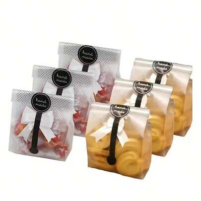 Transparent Food/Candy/Cake Self Sealing Bag, Suitable For Baking, Candy And Dessert - Reusable Polypropylene Gift Bag With Zipper Closure, Perfect For Christmas, Easter, Thanksgiving, Oktoberfest And Graduation Parties, Dessert Storage | Decorative Window Bag | Reusable Food Bag