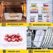 GHQ 24/52-Pack Food Storage Container Set Kitchen Organizers Meal Prep Containers Lock Lids Reusable Plastic Lunch Box Snack Salad Containers 12 Boxes And 12 Lids Pantry And Kitchen Organization - màu đen - Xem 6