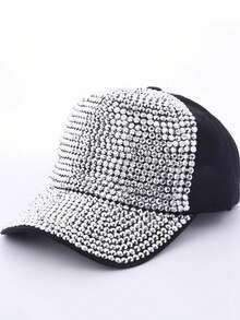 Nueva llegada Gorra de béisbol de red con rhinestones estilo coreano, visera, sombrero para exteriores, gorra de béisbol brillante para mujer