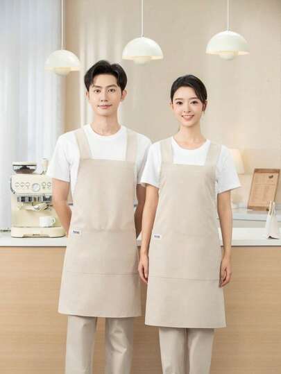 Delantal impermeable de unicolor unisex con tirantes cruzados