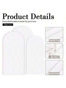 3pcs Set Pink Blue Beige Spandex Double Sided Arch Cover For Wedding Birthday Party Banquet Ceremony & Gift Decoration Easy Install Elegant Backdrop Kit 6ft+6.6ft+7.2ft Solid Color Design - 白色 - 查看 4