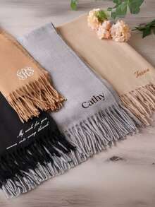 1pc Custom-Made Name Scarf, Custom Shawl Wraps For Women, Shawl With Name Printed On It,Monogrammed Pashmina Scarf,Exquisite Scarf, Hand-Written Text Scarf, Printed Pashmina Shawl,Customized Text, Personalized Gifts,Soft And Cozy Shawl ,Oversized Scarves,Shawls And Wraps For Evening Dresses