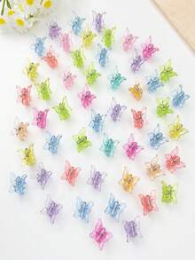 20pcs Mini Butterfly Hair Clips, Plastic Candy Color Hair Clips For Bangs & Flyaways