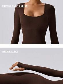 女式运动单板滑雪徒步拇指孔连体衣