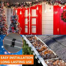 50 Pcs Gutter Clips Hanging Outdoor Lights Aluminum Gutter Hooks Weatherproof String Hangers Holiday Halloween Xmas Decoration Silver