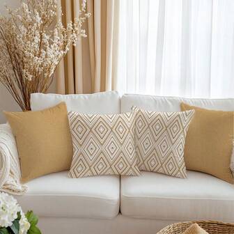 4 pièces Housses de coussin de style bohème pour sofa et lit, housses de coussin décoratif imprimées en lin doux, 45x45cm, sans oreiller intérieur, cadeau simple, coussin de canapé, étoiles, style décoratif, facile à utiliser, oreillers, coussins de canapé, décoration intérieure