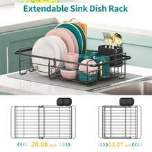 Expandable Dish Drying Rack Over The Sink Adjustable Dish Rack In Sink Rustproof Dish Drainer For Kitchen Counter Dish Strainer With Utensil Holder