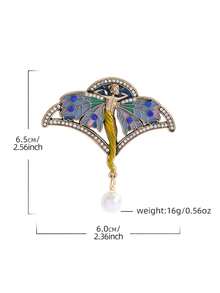 1pc Vintage Cloisonné Fairy Brooch With Sparkling Rhinestone-Encased Wings - Elegant Retro Statement Jewelry For Women & Men, Perfect For Formal Dresses, Casual Jackets, Coats, Scarves, Ideal For Christmas Parties Gift