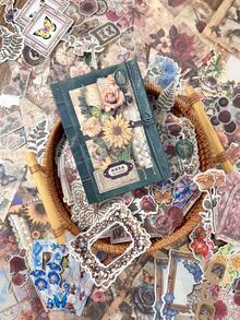 200pcs/Pack Vintage Plant Mixed Material Scrapbooking Stickers, Multifunctional DIY Decor, Planner, Scrapbook, Magazine