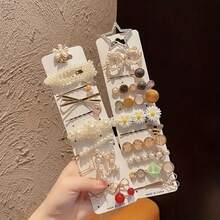 20 Pieces / Sets Of Exquisite Bow-Shaped Metal Hairpins, With Artificial Decorations - Elegant Hairpins For Ladies, Sweet Side Bangs Clips, And Fashionable Hair Accessories Suitable For Any Occasion