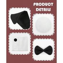 Halloween Bunny Costume Accessories 5 PCS Rabbit Ears Headband Tail Bow Tie Collar Cuffs For Adult Women Cute Floppy Fluffy Cosplay Set Black And White