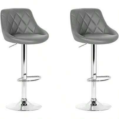 Bar Stools Stool Set Of 2 Adjustable Kitchen Swivel Counter Barstools Dining Chair Chairs Gas Lift Leather Grey In 6679cm Seat Height Floor For Home Bar Dining Room Cafe Outdoor Indoor