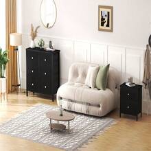 Black Nightstand 2 Drawer Dresser For Bedroom,Small Night Stand End Table With Fabric Drawers Modern