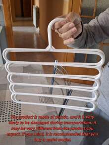 1pc 5-Tier Space Saving Pants Rack, Multi-Functional Wardrobe Storage Organizer, Plastic Trousers Hanger, Wardrobe Organizer For Pants, Jeans, Skirts, Scarves, Bedroom Closet Storage And Balcony Drying