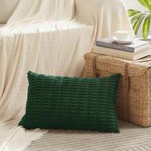 4 Pack 20x20 Inch Striped Corduroy Throw Pillow Covers, Rustic Boho Home Decor - 50x50 Cm - Dark Green - View 9