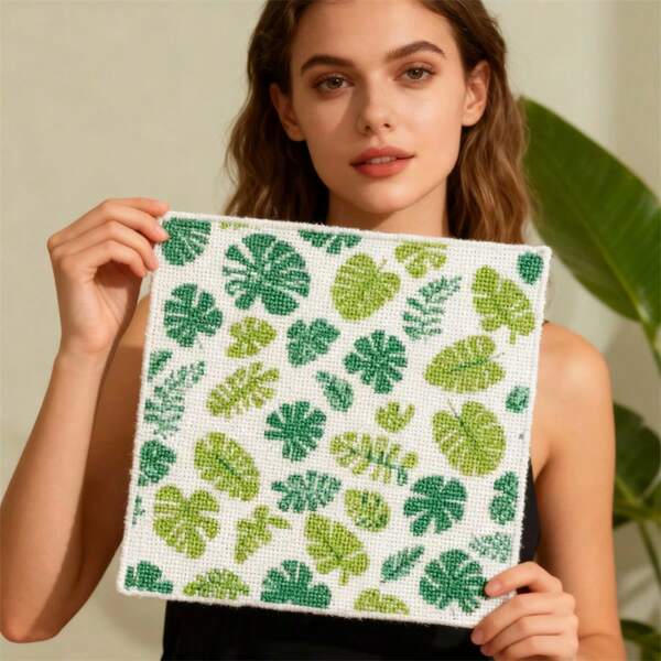 SNA 2025 Nuevo estilo Hoja tropical Punto de cruz Manualidades hechas a mano Bordado Suministros de artesanía Decoración de pared para dormitorio Hogar Kit de manualidades DIY Kit de bordado Kits de punto de cruz Kits de ganchillo Kits de aguja de perforación Accesorios de costura Kit de costura Hilo de bordado Kit de artesanía Cosas de punto Patrones de costura Suministros de artesanía de ganchillo Kit de bordado para principiantes Patrón de costura