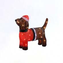Lexi Lighting 3D PreLit Acrylic Figurine Dachshund Dog In Xmas Costume 36cm Height LEDLighted Display ON Off Timer Christmas Decoration For Indoor Outdoor Holiday Ambiance - Multicolor - View 3