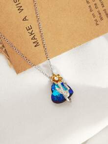 1 chiếc vòng cổ choker tinh tế trang trí hình trái tim và hoa tối giản có mặt dây chuyền, thiết kế thanh lịch - Nhiều màu 1 - Xem 5
