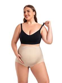 Plus Size Women Seamless Wireless Comfortable Breathable Bra, Full Coverage Supportive Sports Camisole With Wide Straps, Soft Maternity Sports Bra, Autumn/Winter - Black - View 6