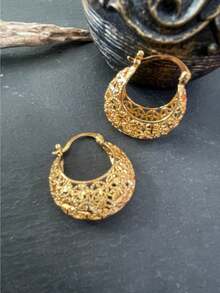 1 Pair Boho Floral Hoop Earrings For Women, Bollywood Style,Vintage Jewelry For Weddings,Parties & Daily Wear,For Anniversary,Valentine's Day,Christmas