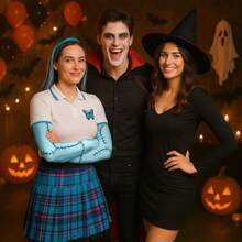 8 Pcs Halloween Sally Cosplay Accessories Set For Girls Women Faux Stitched Arm And Leg Warmers Blue White And Black Wig For Monster Inspired Costume Adult