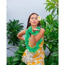 6PC Hawaiian Leis Halloween Costume Accessories Luau Hawaii Flower Hair Clips Women Birthday Party Dess Up Decorations