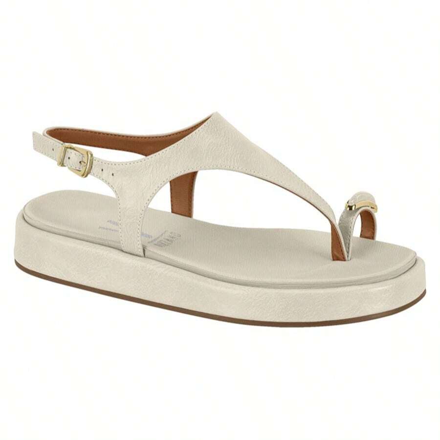 Vizzano Women's Platform Flat Toe Strap Comfort Sandal 6506.127 - Blanco roto / Napa Calf - Ver 1