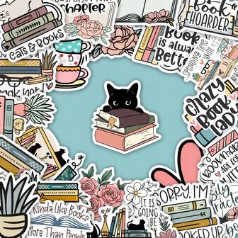 25pcs Bookworm Stickers – Waterproof Vinyl Decals For Water Bottle, Laptop, Notebook, Helmet & More – Inspirational Aesthetic Teacher Reward Stickers