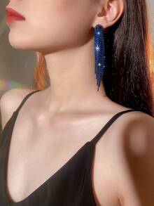 Tassel Drop Earrings - Navy Blue - View 6
