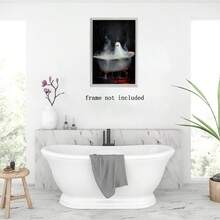 Retro Halloween Bathroom Poster Funny Ghost In The Bathtub Wall Art Decor Dark Academia Gothic Ghosts Pictures Painting Canvas Print Horror Toilet Bathroom Home Decor Aesthetic 8x12inch Unframed# DOUYYY