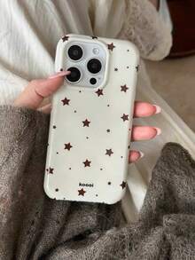 白色黑色星形图案时尚软壳手机防震保护壳，兼容 16 Pro Max、Apple 15、14新款、12 Pro、13 Pro Max，防摔保护套，女士生日礼物，春季适用 - 白色 - 查看 4