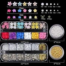 Nail Art Pearls Flatback Rhinestones Flower Nail Charms Gold Silver Beads White Half Round Supplies Luxurious Design Jewelry DIY Crafts Accessories For Women Manicure Decorations{"Color_name":"Colorful-16"} - 彩色-16 - 查看 8