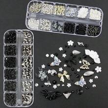 4 Boxes Dark Nail Gems Bow Flower Nail Charms For Acrylics - Irregular Crystals, Nails Rhinestone & Accessories For Women Nails Art Design Nails Decor(Dark){"Color_name":"Colorful-23"} - 彩色-23 - 查看 3