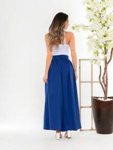 Women's Wide Leg High Waist Wide Leg Pants - Royal Blue - View 5