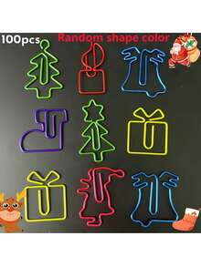 50 pezzi/100 pezzi Fermagli di carta natalizi assortiti in colori casuali e forme, segnalibri con fermagli, adatti per cancelleria, forniture per ufficio, regali, decorazioni per matrimoni e Natale, regali di Natale