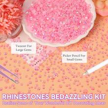 21000Pcs Light Pink Rhinestones For Bedazzling Kit, Mix Sizes Jelly Bedazzling Resin Gems, Pink AB Gems Bedazzling For Crafting, Flatback Resin Rhinestones For Craft DIY Face Makeup{"Color_name":"S17"} - S17 - 查看 5