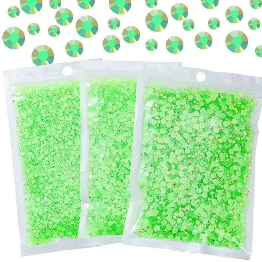 25000Pcs Green AB Rhinestones For Bedazzling Kit, 3-5mm Resin Flatback Rhinestones Bulk Bedazzle Gems Diamonds For Crafts DIY Shoes, Clothing{"Color_name":"GreenAB"} - 格林AB - 查看 1